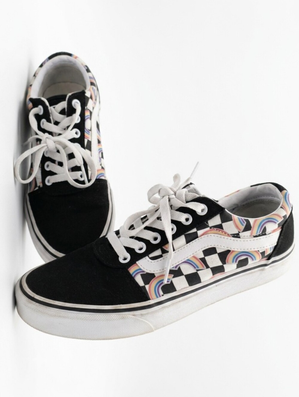 🌈 Vans Size 8.5 🌈 Ward Sneakers Checkerboard Rainbow Pattern shoes Womens